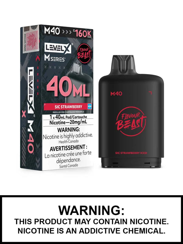 Sic Strawberry Iced Level X Flavour Beast 160K MSeries Pod 40ml/20mg (Only Compatible with M Series Battery)