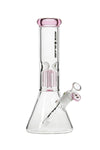 062 BO-062C 11 inch NICE GLASS 4-Arm Mini Perc Beaker Pink, Black, Blue, Green, White, Sky-Green