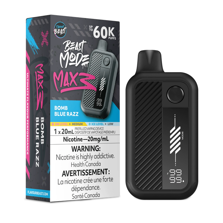 Bomb Blue Razz Flavour Beast Mode Max 3 Disposable 60K 20mg 20ml