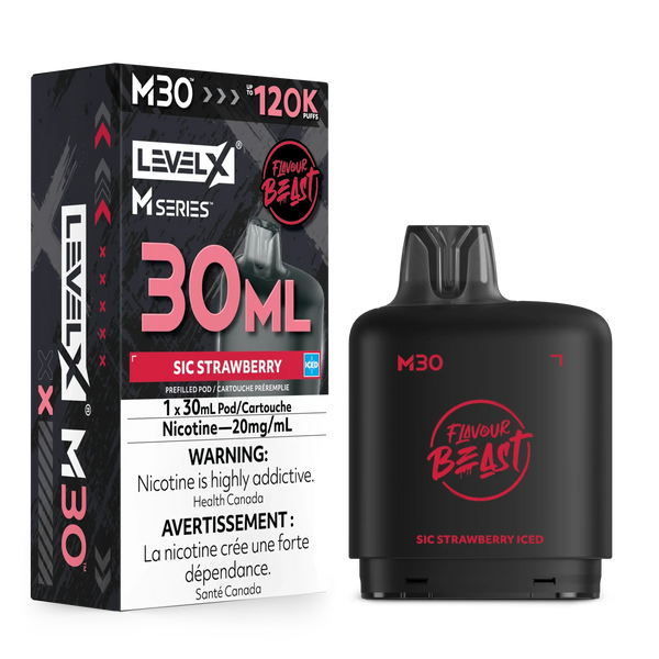 Sic Strawberry Iced Level X Flavour Beast 120K M Series Pod 30ml/20mg (Only Compatible with M Series Battery)