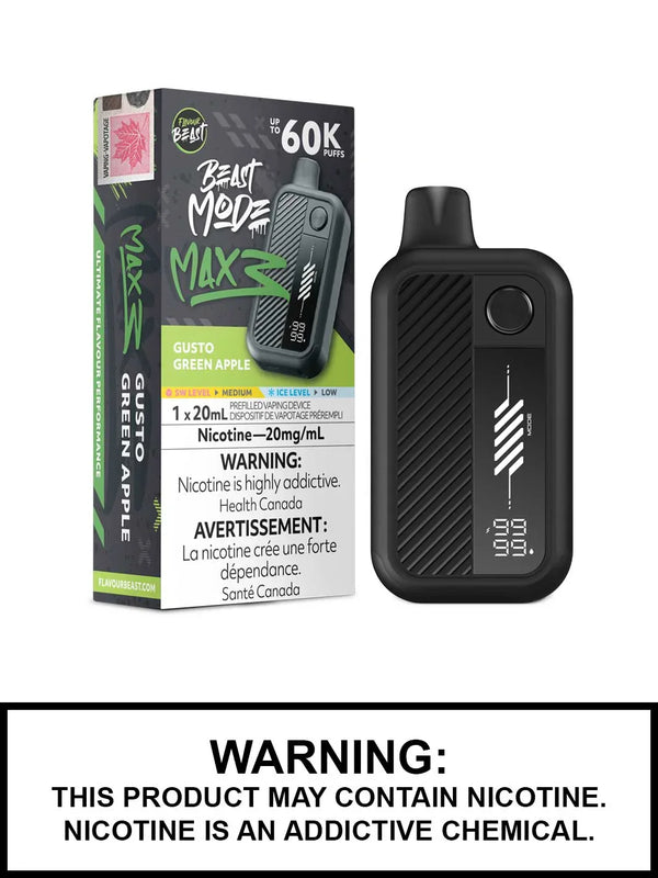 [S] Gusto Green Apple Flavour Beast Mode Max 3 Disposable 60K 20mg 20ml