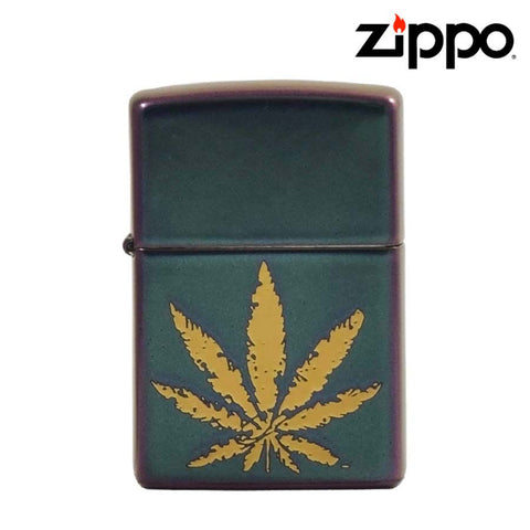 9185 ZIPPO LIGHTER –IRIDESCENT ENGRAVED LEAF