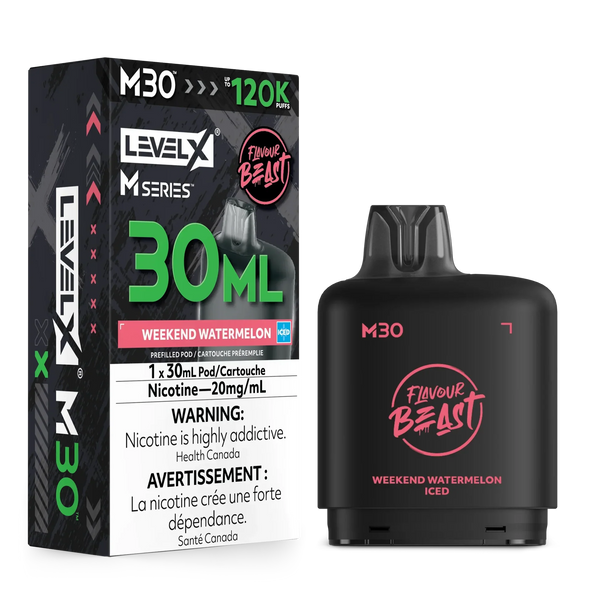Weekend Watermelon Iced Level X Flavour Beast 120K M Series Pod 30ml/20mg (Only Compatible with M Series Battery)