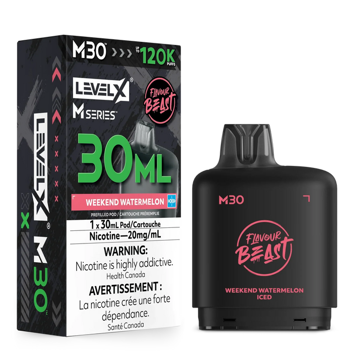 Weekend Watermelon Iced Level X Flavour Beast 120K M Series Pod 30ml/20mg (Only Compatible with M Series Battery)