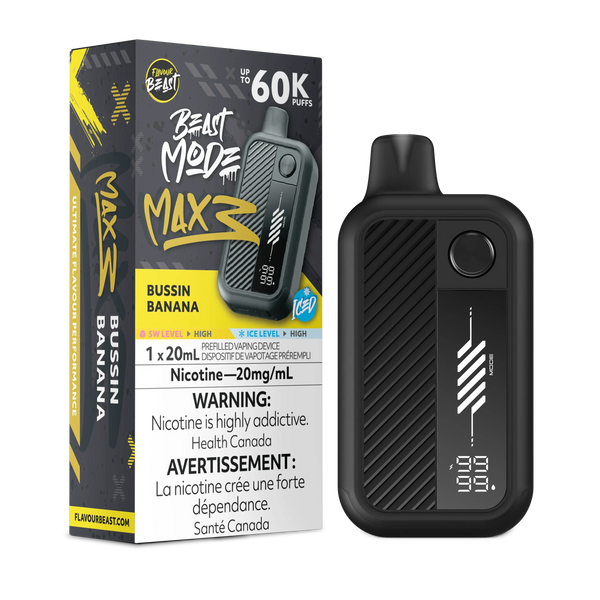 Bussin Banana Flavour Beast Mode Max 3 Disposable 60K 20mg 20ml