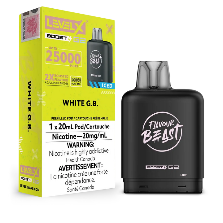 [S] White G.B iced Level XFlavour Beast 25K G2 Ultra 20mg 20ml (Without Battery)