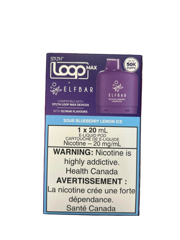 [S] Sour Blueberry Lemon ice STLTH Loop Max X Elfbar POD 50K 20mg/ml