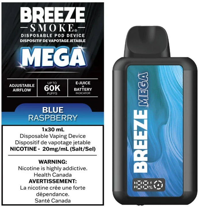 Blue Raspberry Breeze Smoke Mega 60K 20mg/30ml