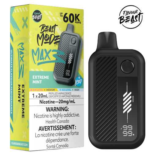 Extreme Mint Flavour Beast Mode Max 3 Disposable 60K 20mg 20ml