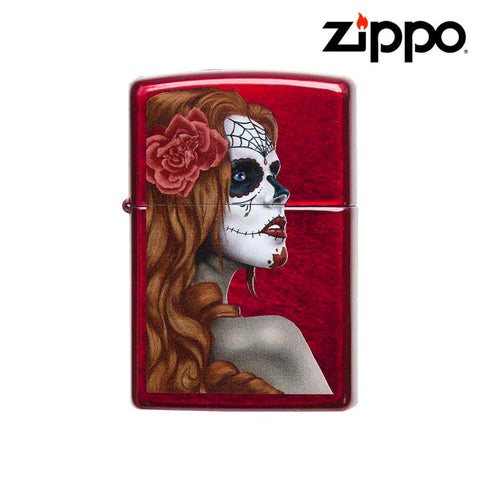8830 ZIPPO LIGHTER- CANDY APPLE RED MUERTOS