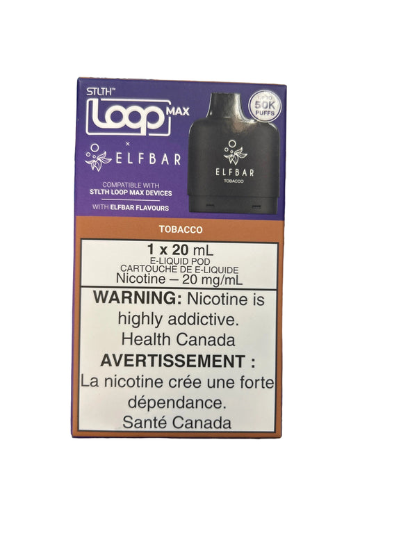 [S] Tobacco STLTH Loop Max X  Elfbar POD 50K 20mg/ml