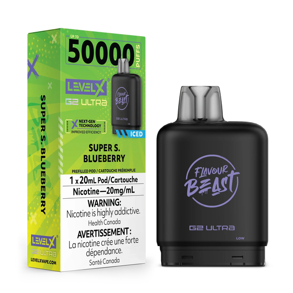 Super S. Blueberry Gushin Level X Flavour Beast 50K G2 Ultra 20mg 20ml (Without Battery)