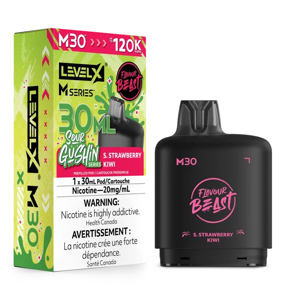 S.G.S. Strawberry Kiwi Level X Flavour Beast 120K M Series Pod 30ml/20mg (Only Compatible with M Series Battery)