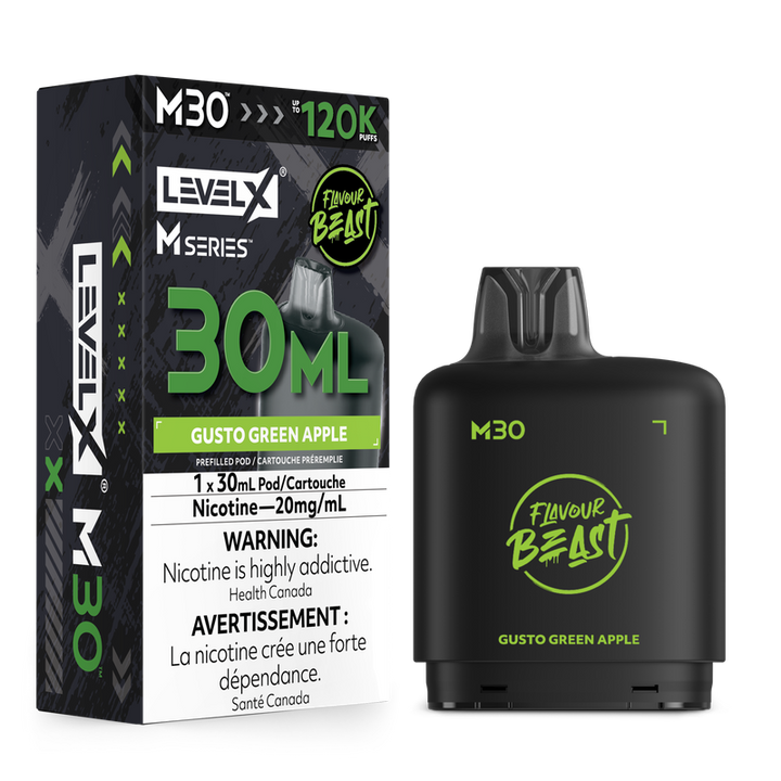 Gusto Green Apple Level X Flavour Beast 120K M Series Pod 30ml/20mg (Only Compatible with M Series Battery)