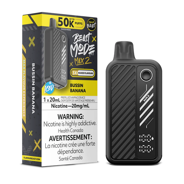 [S] Bussin Banana Flavour Beast Mode Max 2 Disposable 50K 20mg 20ml