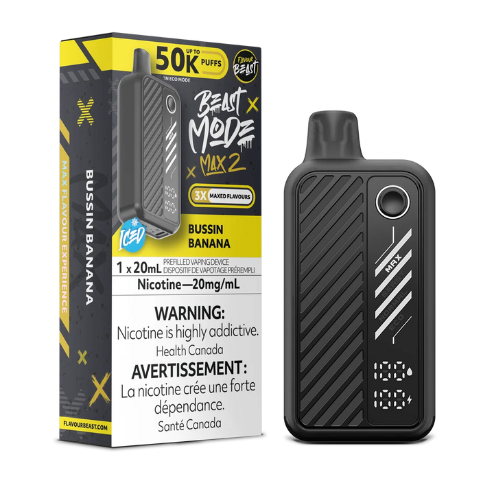 [S] Bussin Banana Flavour Beast Mode Max 2 Disposable 50K 20mg 20ml