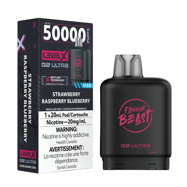 [S] Strawberry Raspberry blueberry iced Level X Flavour Beast 50K G2 Ultra 20mg 20ml (Without Battery)