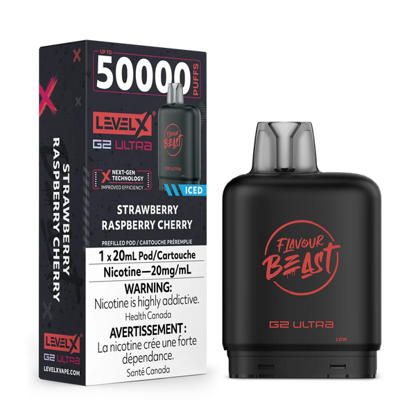 [S] Strawberry Raspberry cherry iced Level X Flavour Beast 50K G2 Ultra 20mg 20ml (Without Battery)