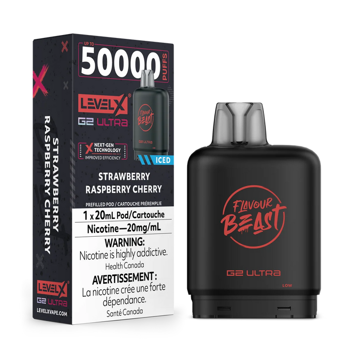 [S] Strawberry Raspberry cherry iced Level X Flavour Beast 50K G2 Ultra 20mg 20ml (Without Battery)