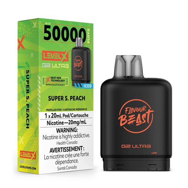 [S] Super sour peach iced Level X Flavour Beast 50K G2 Ultra 20mg 20ml (Without Battery)