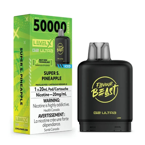 [S] Super sour Pineapple iced Level X Flavour Beast 50K G2 Ultra 20mg 20ml (Without Battery)