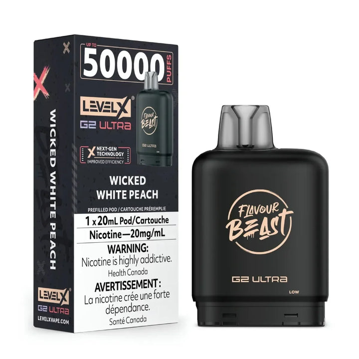 [S] Wicked white peach Level X Flavour Beast 50K G2 Ultra 20mg 20ml (Without Battery)