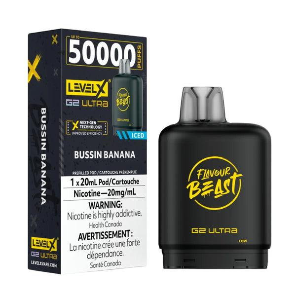 Bussin banana Level X Flavour Beast 50K G2 Ultra 20mg 20ml (Without Battery)