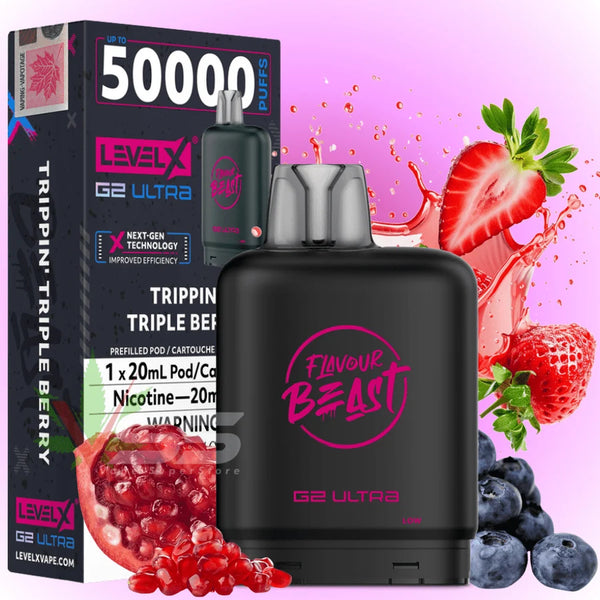 Trippin tripple berry Level X Flavour Beast 50K G2 Ultra 20mg 20ml (Without Battery)