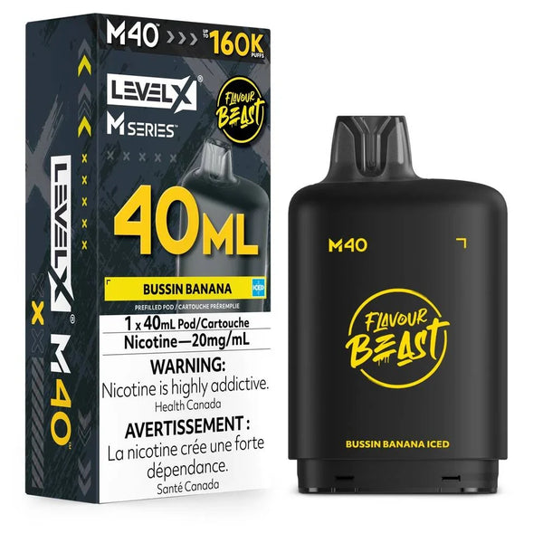 Bussin Banana Iced Level X Flavour Beast 160K M Series Pod 40ml/20mg (Only Compatible with M Series Battery)