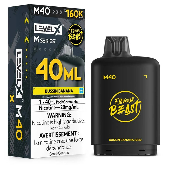 Bussin Banana Iced Level X Flavour Beast 160K M Series Pod 40ml/20mg (Only Compatible with M Series Battery)