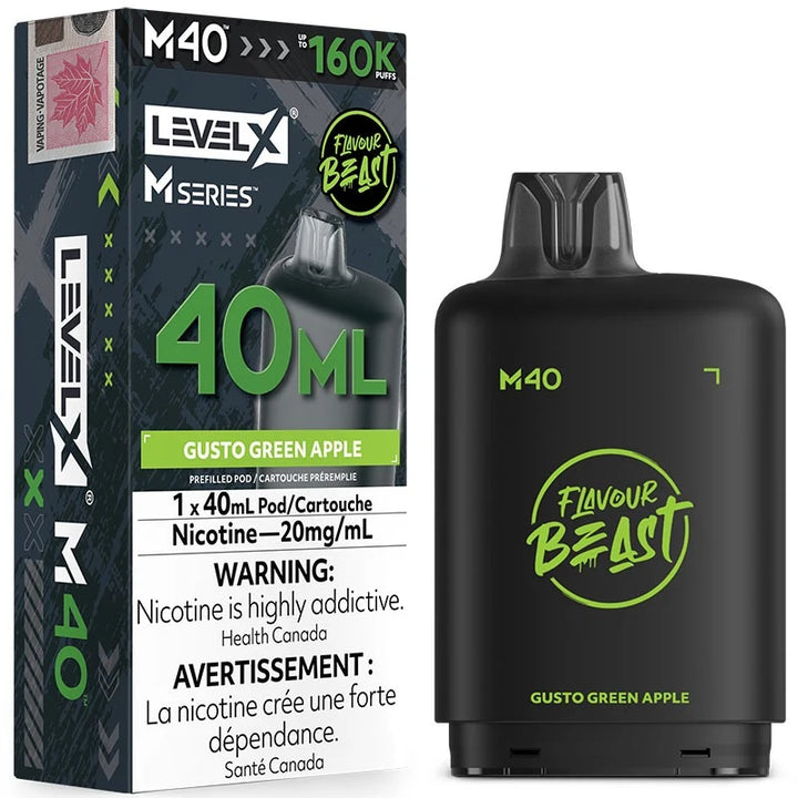 Gusto Green Apple Level X Flavour Beast 160K MSeries Pod 40ml/20mg (Only Compatible with M Series Battery)