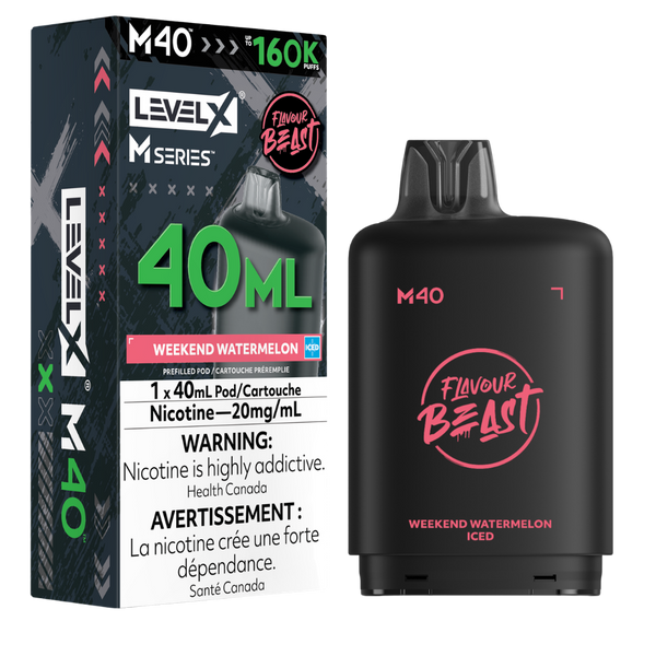 Weekend Watermelon Iced Level X Flavour Beast 160K MSeries Pod 40ml/20mg (Only Compatible with MSeries Battery)