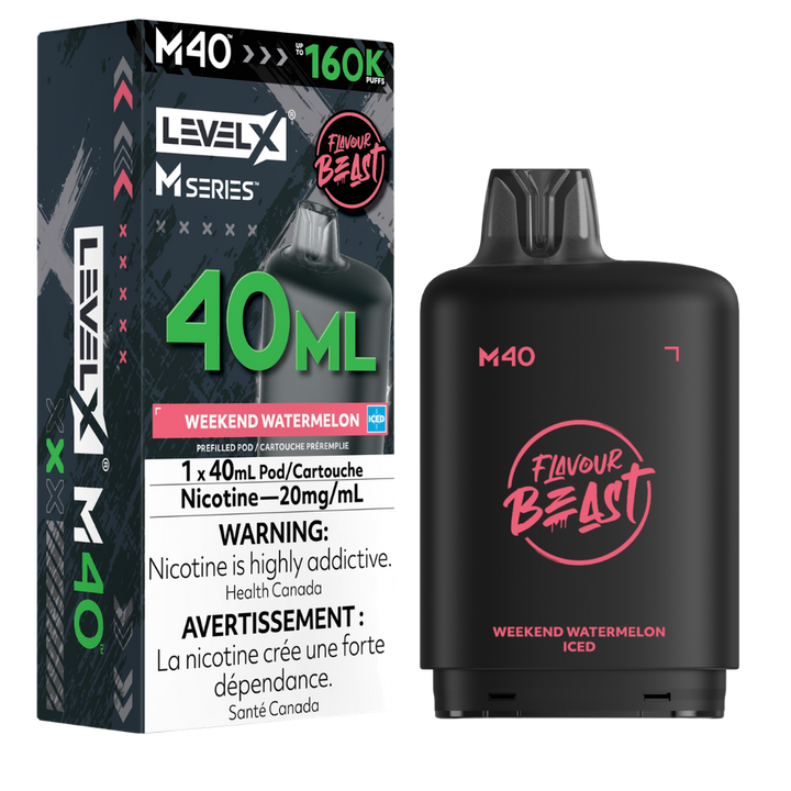 Weekend Watermelon Iced Level X Flavour Beast 160K MSeries Pod 40ml/20mg (Only Compatible with MSeries Battery)