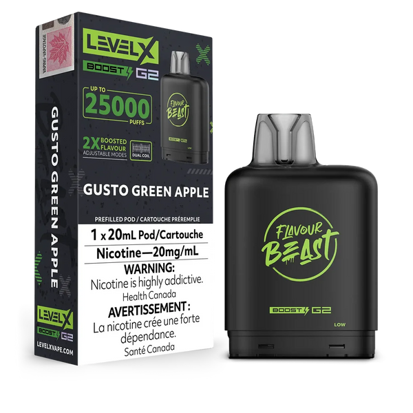 [S] Gusto Green Apple Level XFlavour Beast 25K G2 Ultra 20mg 20ml (Without Battery)