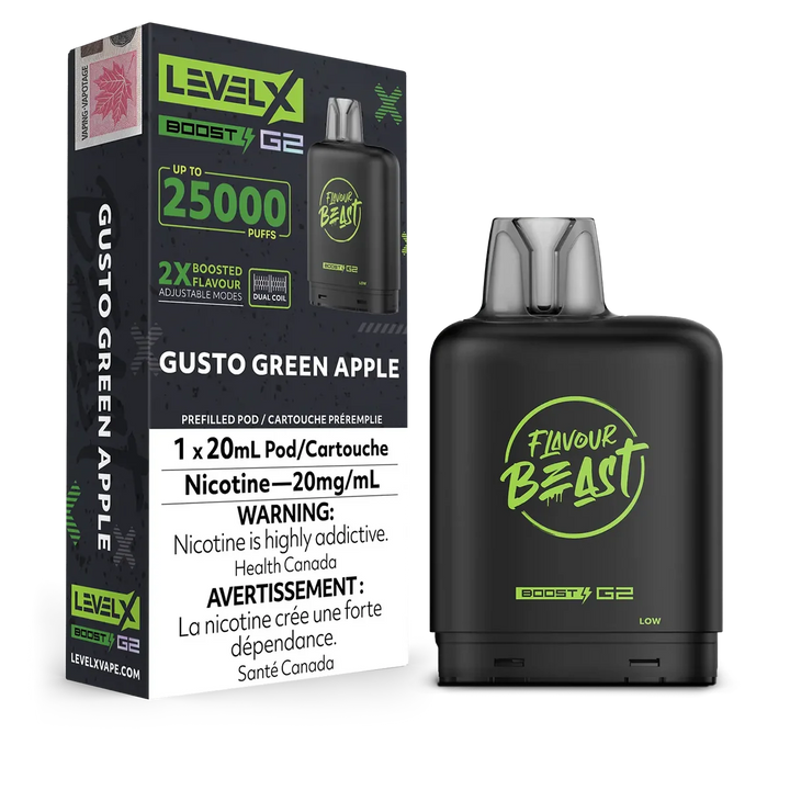 [S] Gusto Green Apple Level XFlavour Beast 25K G2 Ultra 20mg 20ml (Without Battery)