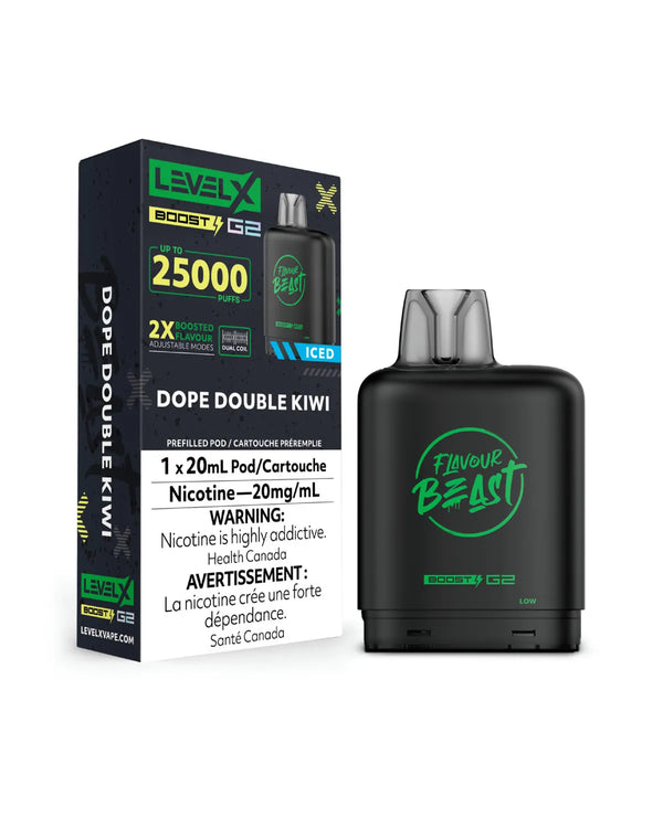 [S] Dope double kiwi Level XFlavour Beast 25K G2 Ultra 20mg 20ml (Without Battery)