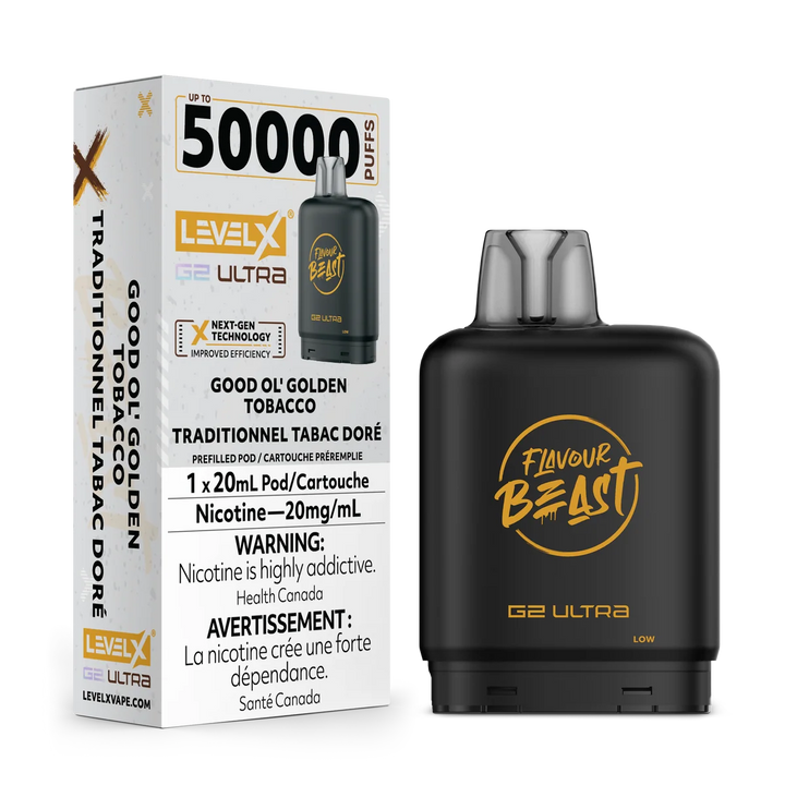 [O] Good ol’ Golden Tobacco Level XFlavour Beast 50KO G2 Ultra 20mg 20ml (Without Battery)