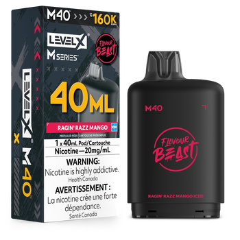 Ragin razz mango Level X Flavour Beast 160K MSeries Pod 40ml/20mg (Only Compatible with M Series Battery)