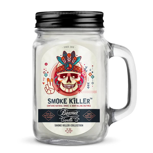 1001|AC-CN1001SMK| Beamer Candle Co. 12oz Glass Mason Jars - Smoke Killer