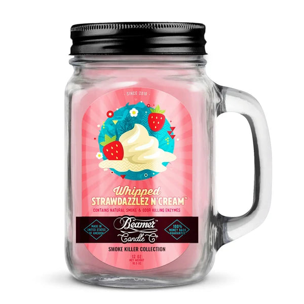 1001|AC-CN1001WSC| Beamer Candle Co. 12oz & 4oz Glass Mason Jars - Whipped Strawdazzlez N Cream