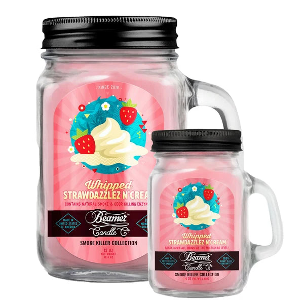 1001|AC-CN1001WSC| Beamer Candle Co. 12oz & 4oz Glass Mason Jars - Whipped Strawdazzlez N Cream
