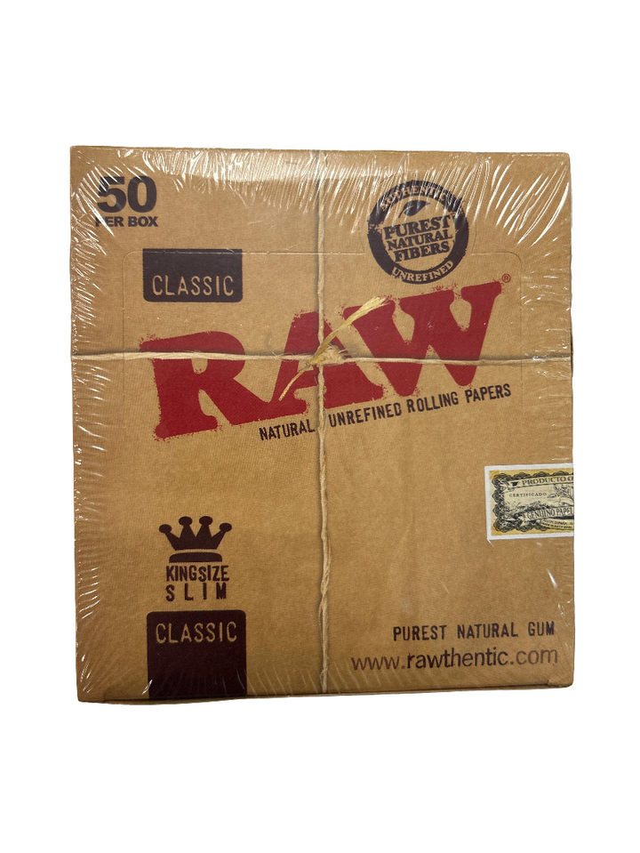 4185 RAW Classic Natural Unrefined Hemp Rolling papers KS Slim, Pack/32