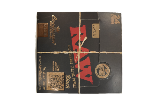 3725 RAW Black Natural Unrefined Artisan Connoisseur Rolling papers w/Tips king size, pack/32
