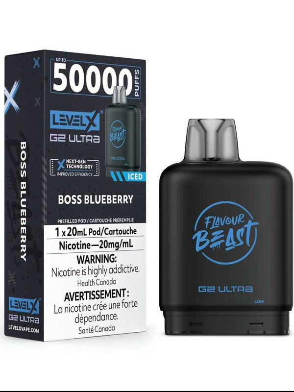[S] Boss Blueberry Level X Flavour Beast 50K G2 Ultra 20mg 20ml (Without Battery)