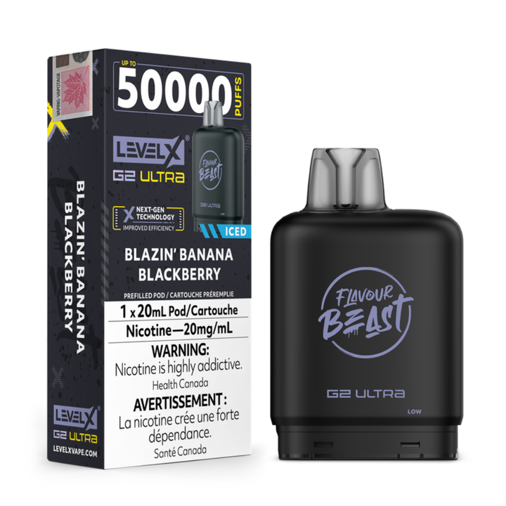 [S] Blazin' Banana Blackberry Iced Level X Flavour Beast 50K G2 Ultra 20mg 20ml (Without Battery)