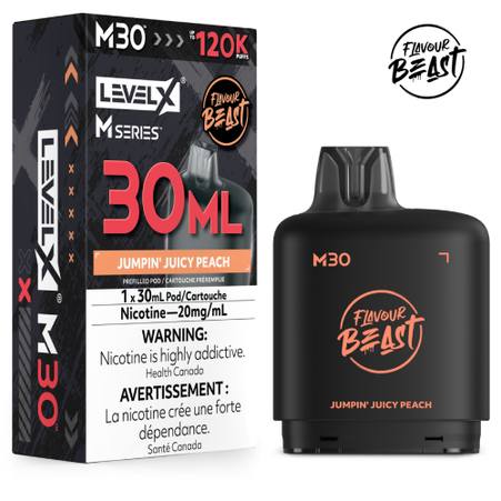 Jumpin’ Juicy Peach Level X Flavour Beast 120K M Series Pod 30ml/20mg (Only Compatible with M Series Battery)
