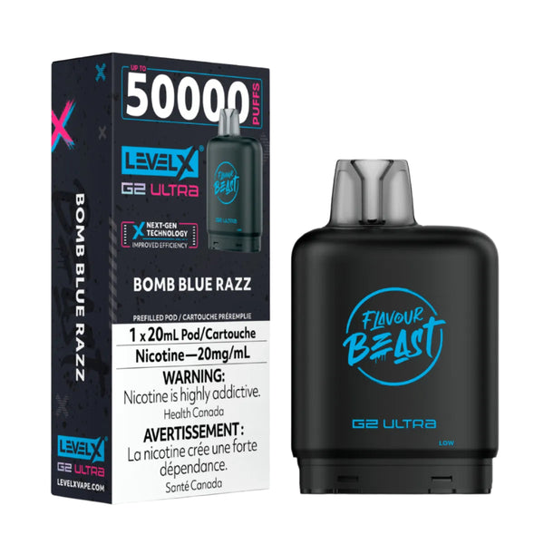 [S] Bomb Blue Razz Level X Flavour Beast 50K G2 Ultra 20mg 20ml (Without Battery)