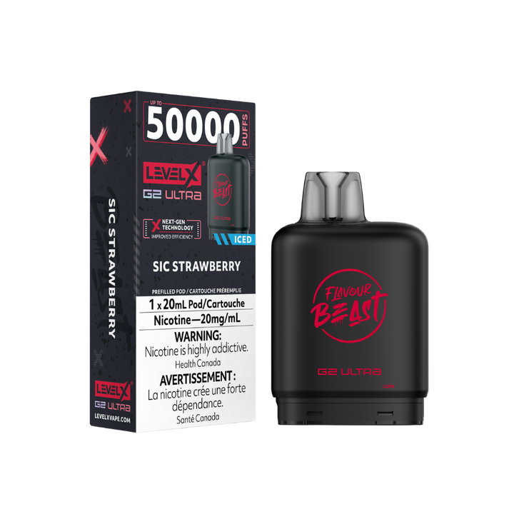 [S] Sic Strawberry Level X Flavour Beast 50K G2 Ultra 20mg 20ml (Without Battery)