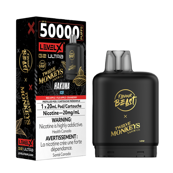 [S] Hakuna Iced Level X Flavour Beast 50K G2 Ultra 20mg 20ml (Without Battery)