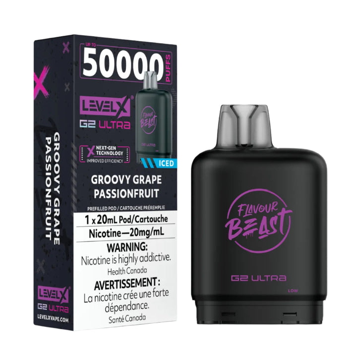 [S] Groovy Grape Passionfruit  Level X Flavour Beast 50K G2 Ultra 20mg 20ml (Without Battery)